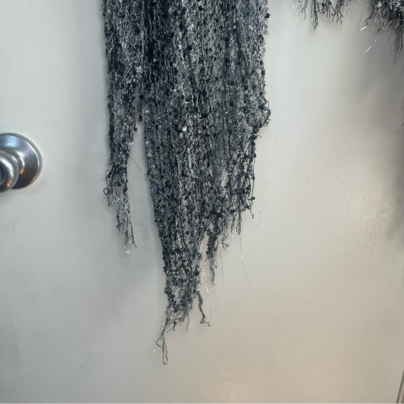 Accessory St New York Y2K Crochet Shawl. OS. Blue, Black, and Silver Metallic. - Picture 2 of 6